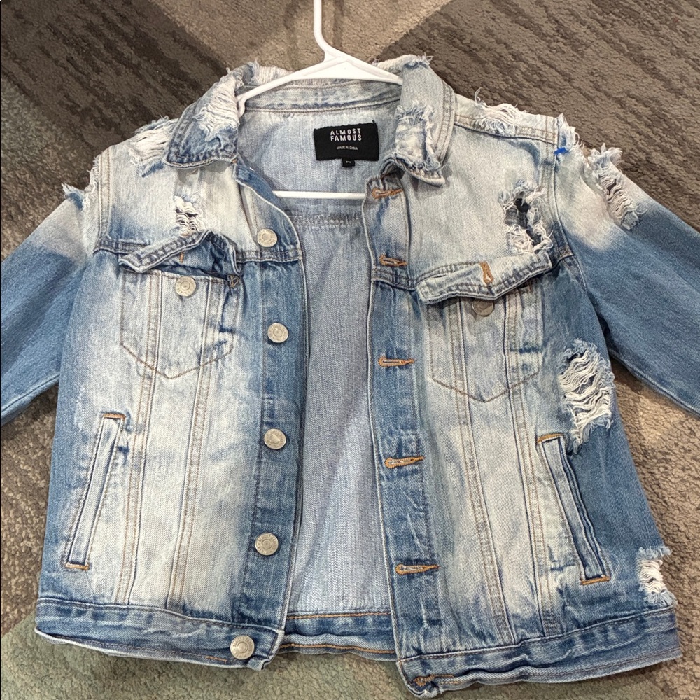 Almost Famous Distressed Blue Jean Jacket
